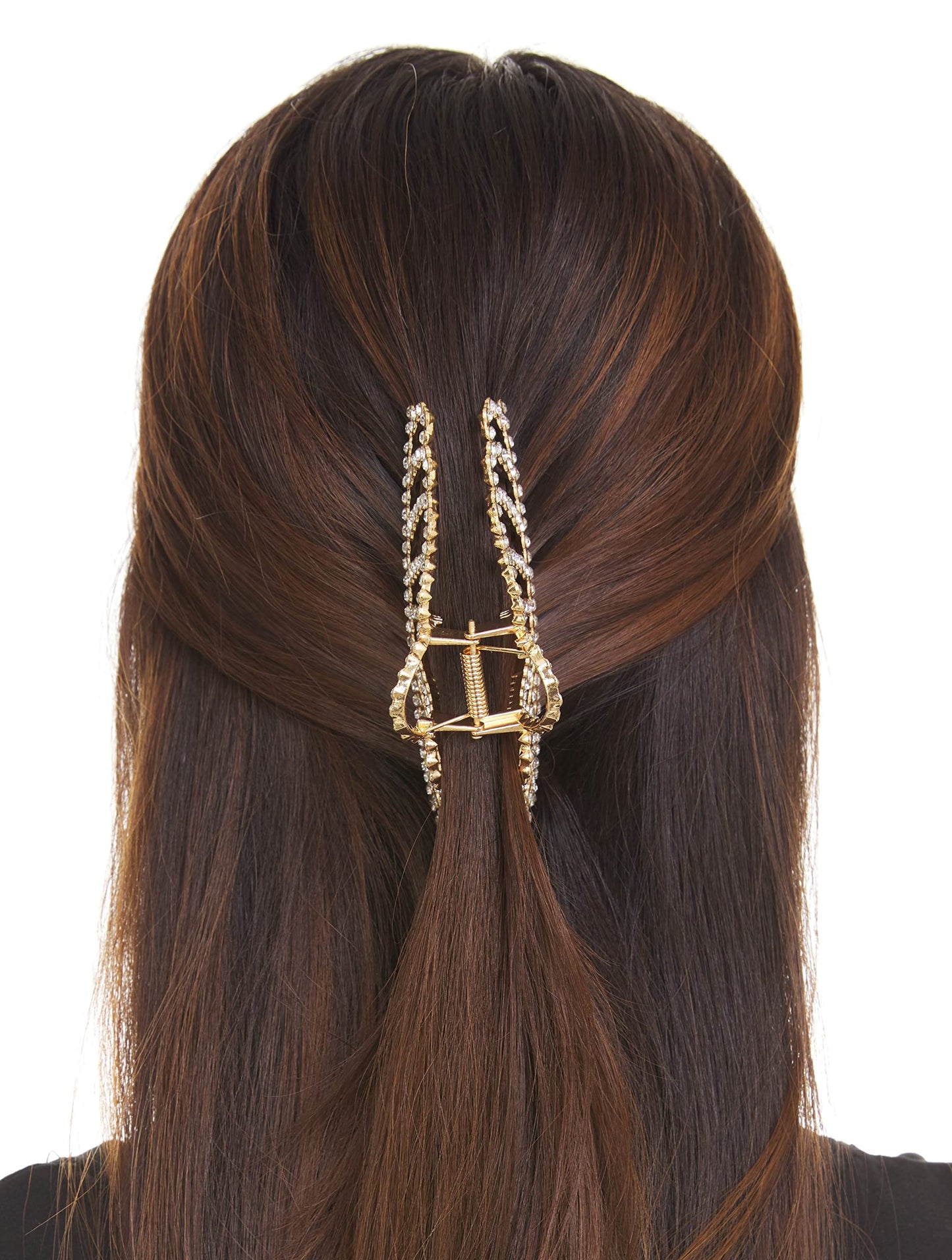 Allure Rhinestone Gold Crown Large Hair Clip