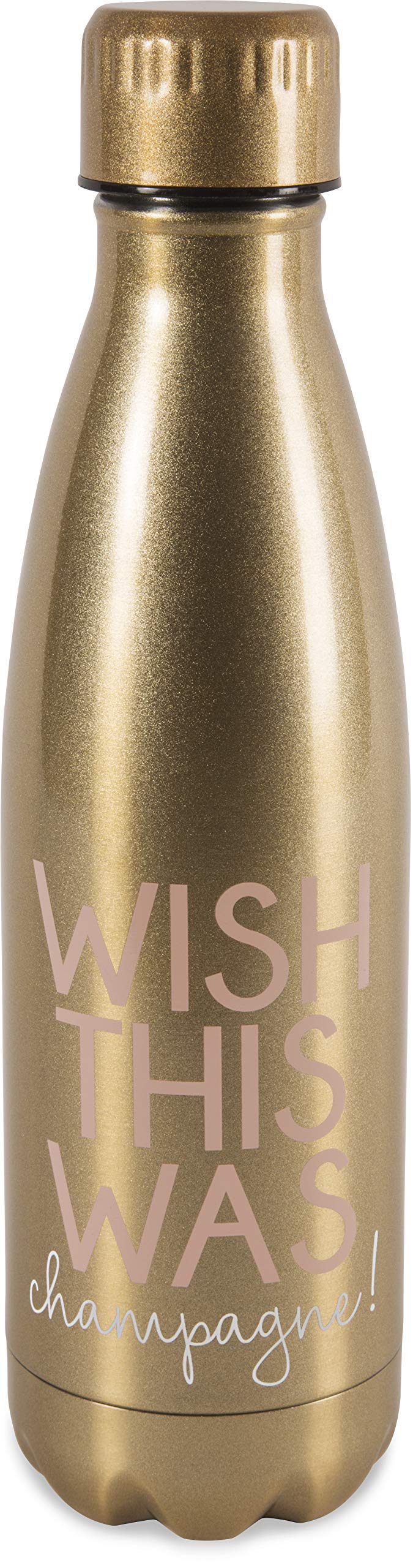 Pavilion Gift Company Champagne-18 oz Stainless Steel Water Bottle, 18 OZ, Gold, Pink, White
