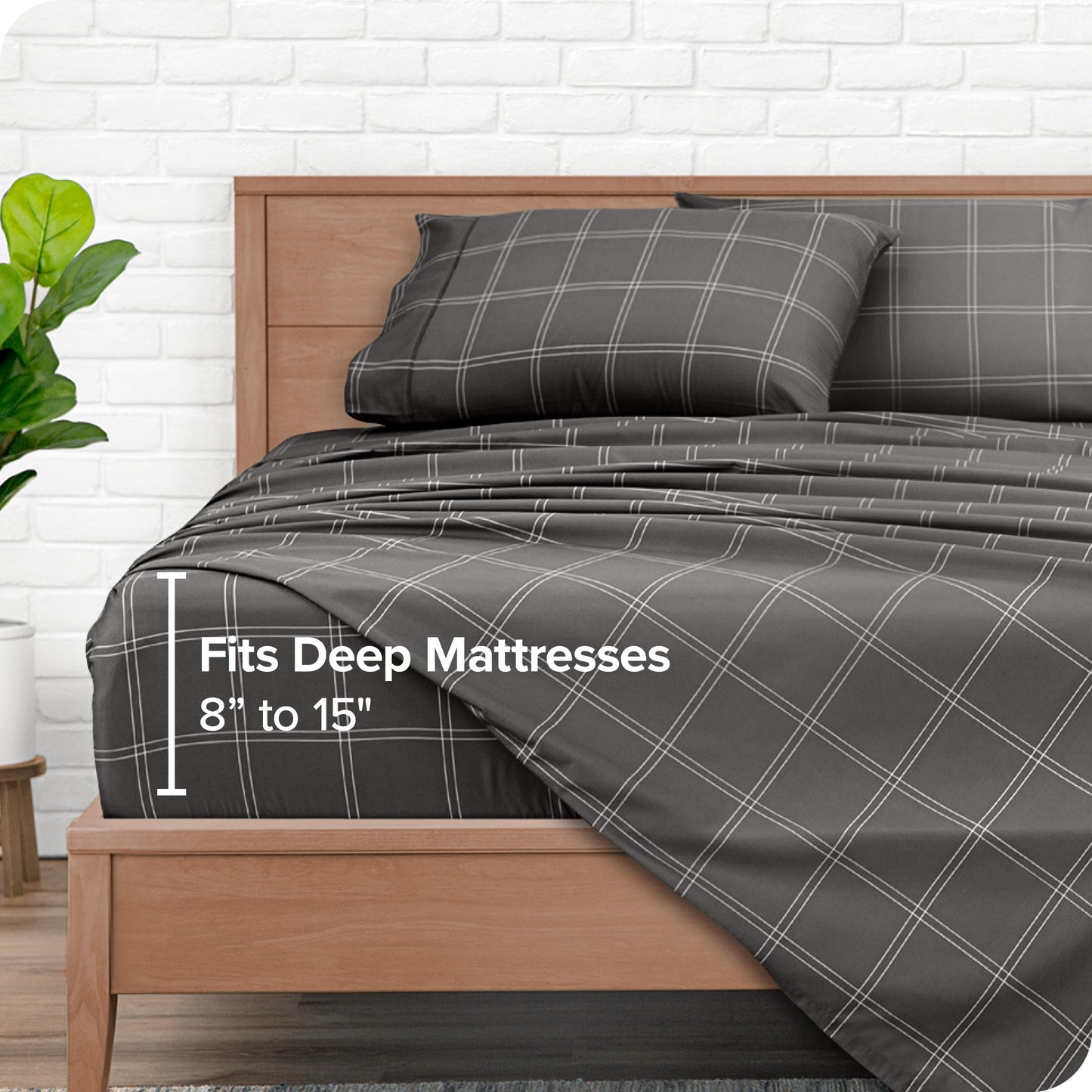 Bare Home Bed-in-A-Bag 7 Piece Comforter & Sheet Set - Queen - Track Stitch - Goose Down Alternative - Ultra-Soft 1800 Premium - Bedding Set (Queen,