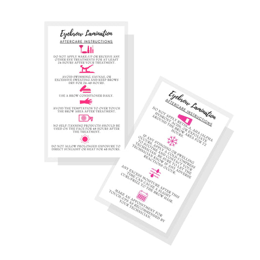 Eyebrow Lamination Aftercare Instruction Cards | Physical Printed 2 x 3.5” inches Business Card Size | Starter Lift Kit with Tint at home diy Beauty & Personal Care Boutique Marketing LLC