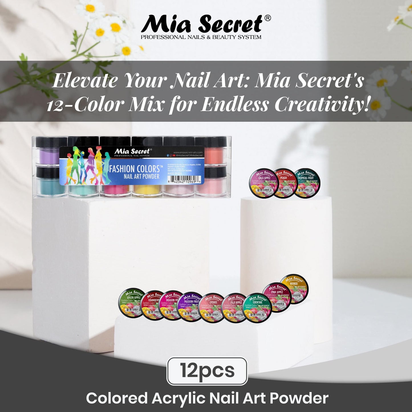 Mia Secret Fashion Color Nail Art Powder 12 Colors Mix Beauty & Personal Care Mia Secret