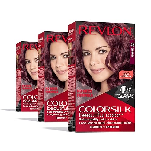 Revlon Colorsilk Beautiful Color Permanent Hair Color, (OLD VERSION) 48 Burgundy (Pack of 3)