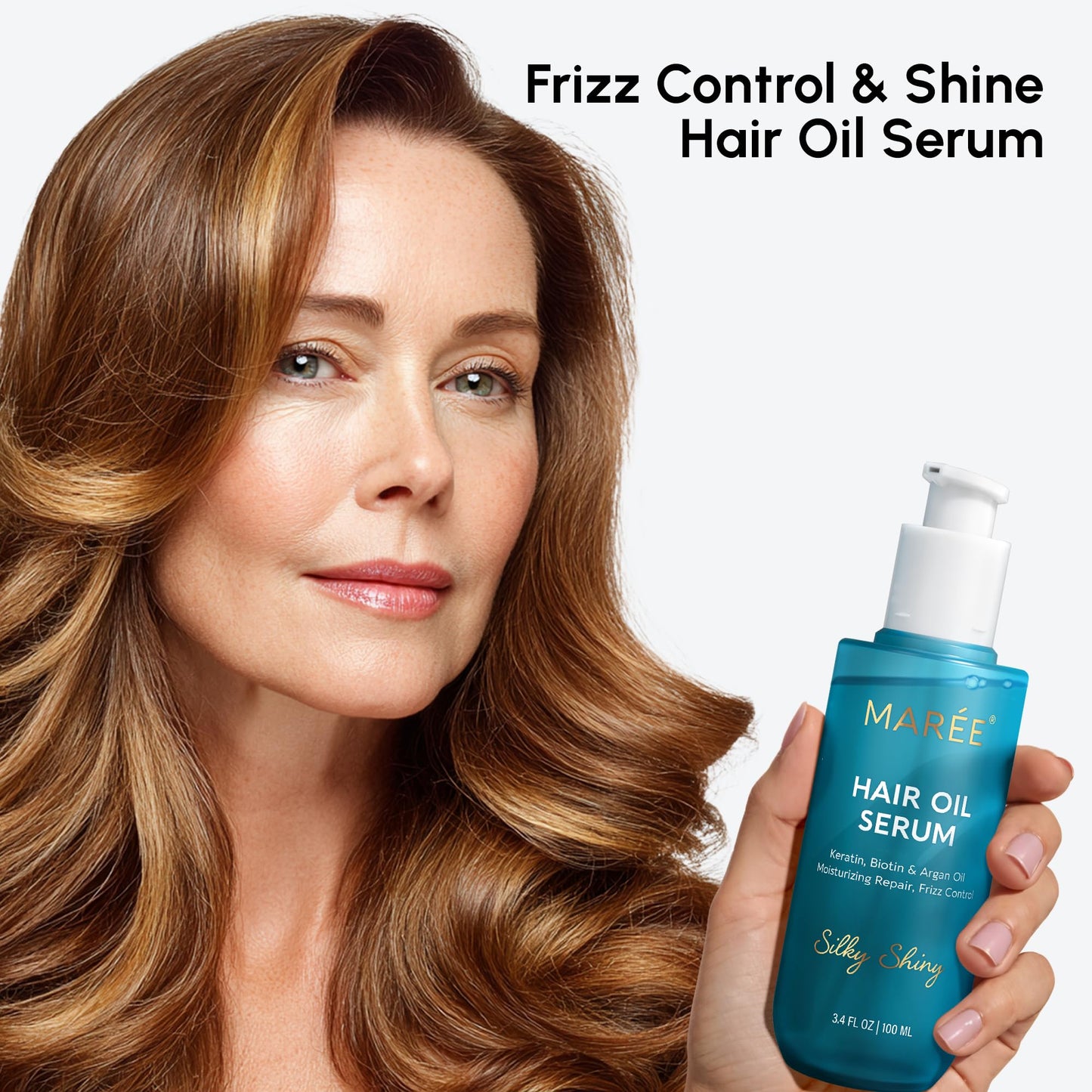 MAREE Hair Oil for Frizzy Hair with Argan Oil, Keratin & Biotin 3 PACK - Hair Serum for Dry and Curly Hair Gloss - Frizz Control Hair Care Products Beauty and Personal Care MAREE
