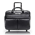 McKlein, L Series, Bowery, Top Grain Cowhide Leather, 15" Leather Wheeled Laptop Briefcase, Black (87855)