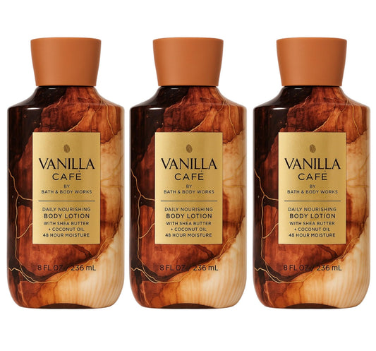 Bath & Body Works Vanilla Café Body Lotion - 3 Pack, 8 oz Each | Creamy Vanilla, Coffee & Velvety Musk Scent