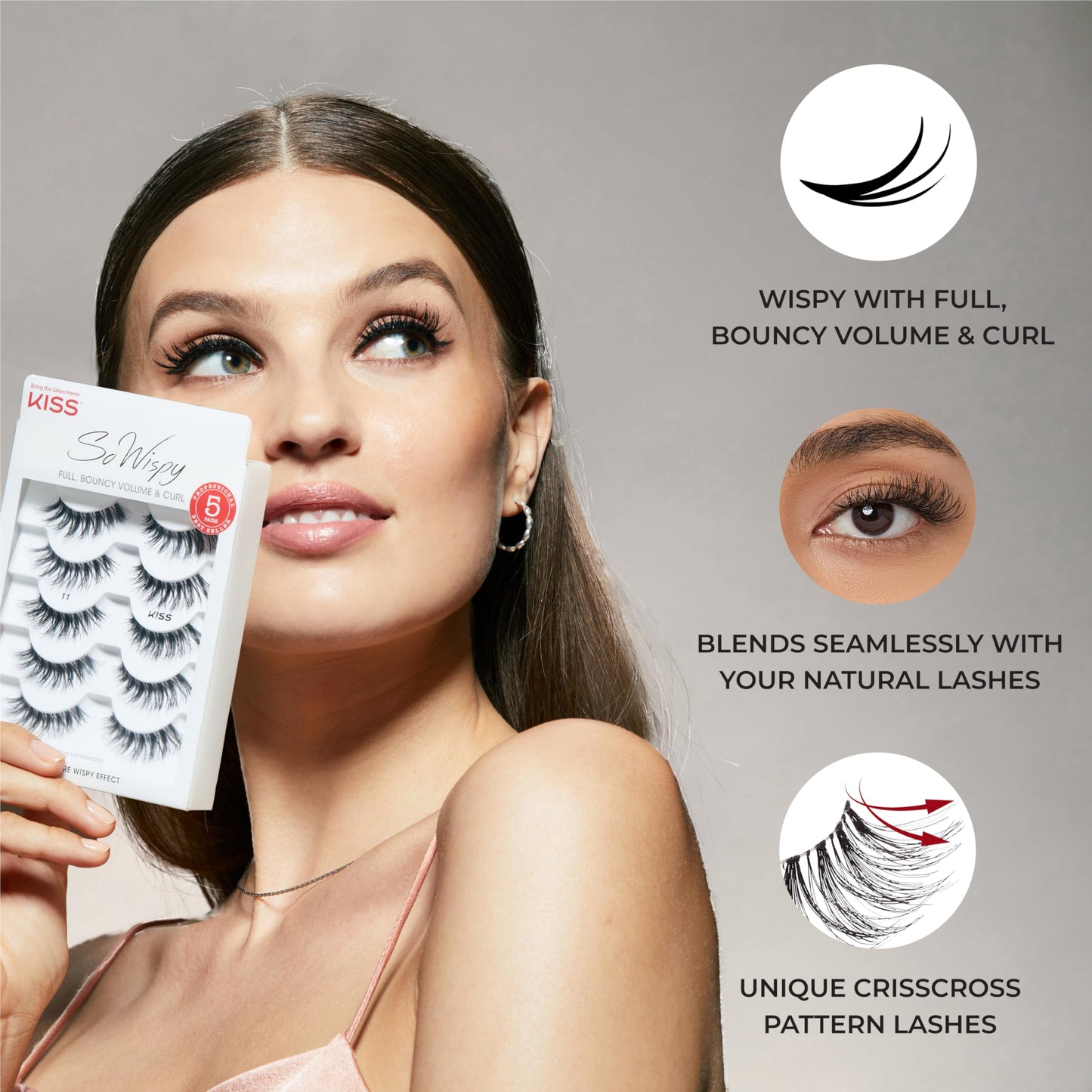 KISS Lash Couture Faux Mink False Eyelashes Multipack, Celebrity Favorite Wispy Effect, Volume & Curl, Lash Extensions Look, Crisscross Pattern