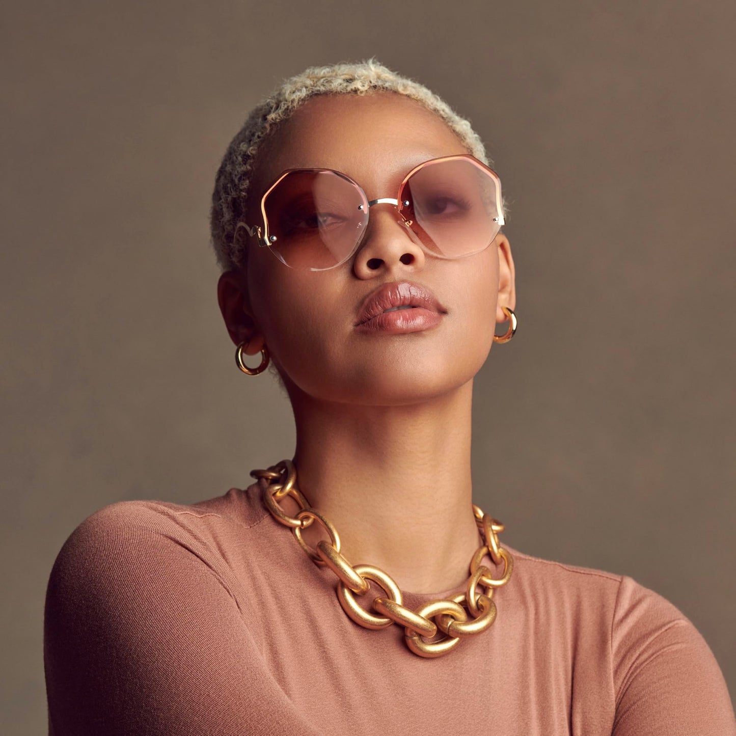 Mad Shade Sunglasses for Men & Women, Luxurious Octagon Gradient Glasses with Gold Frame, Trendy Summer Eyewear with UV400 Protection