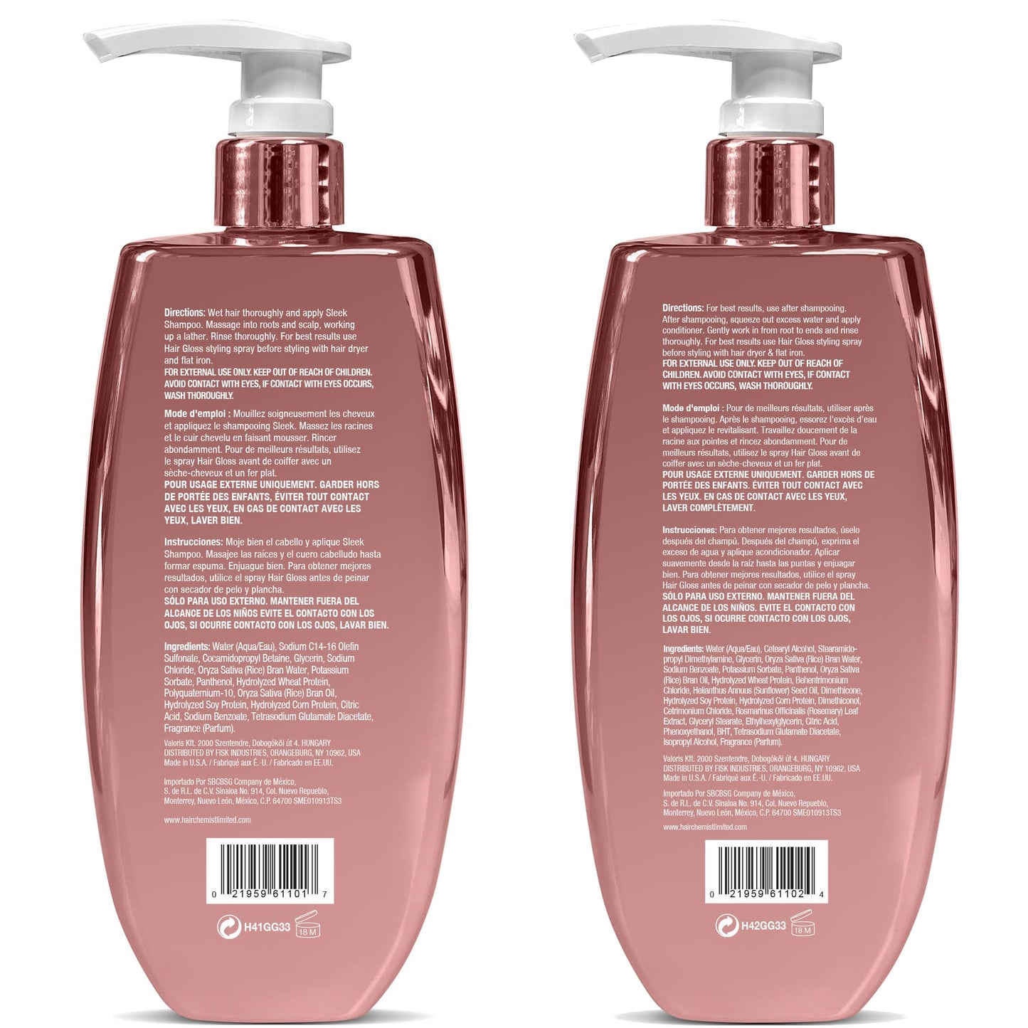 Hair Chemist Hair Gloss Liquid Glass Shampoo & Conditioner Set 33.8 Ounce (2-PC SET) -Smoothing Shampoo, Adds Smooth & Shine Plus Frizz Reducing
