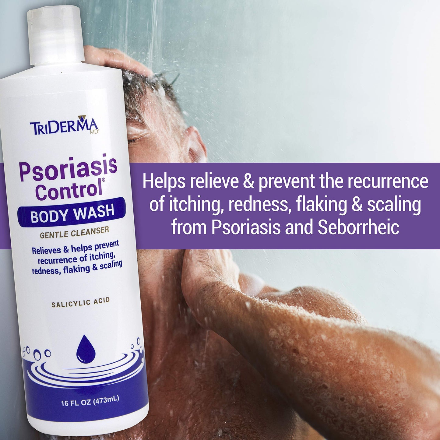TriDerma Psoriasis Control Body Wash - Gentle 2% Salicylic Acid Cleanser, AP4 Aloe Vera Gel - Psoriasis Treatment Soothes Itching, Redness, Flaking Beauty & Personal Care TriDerma