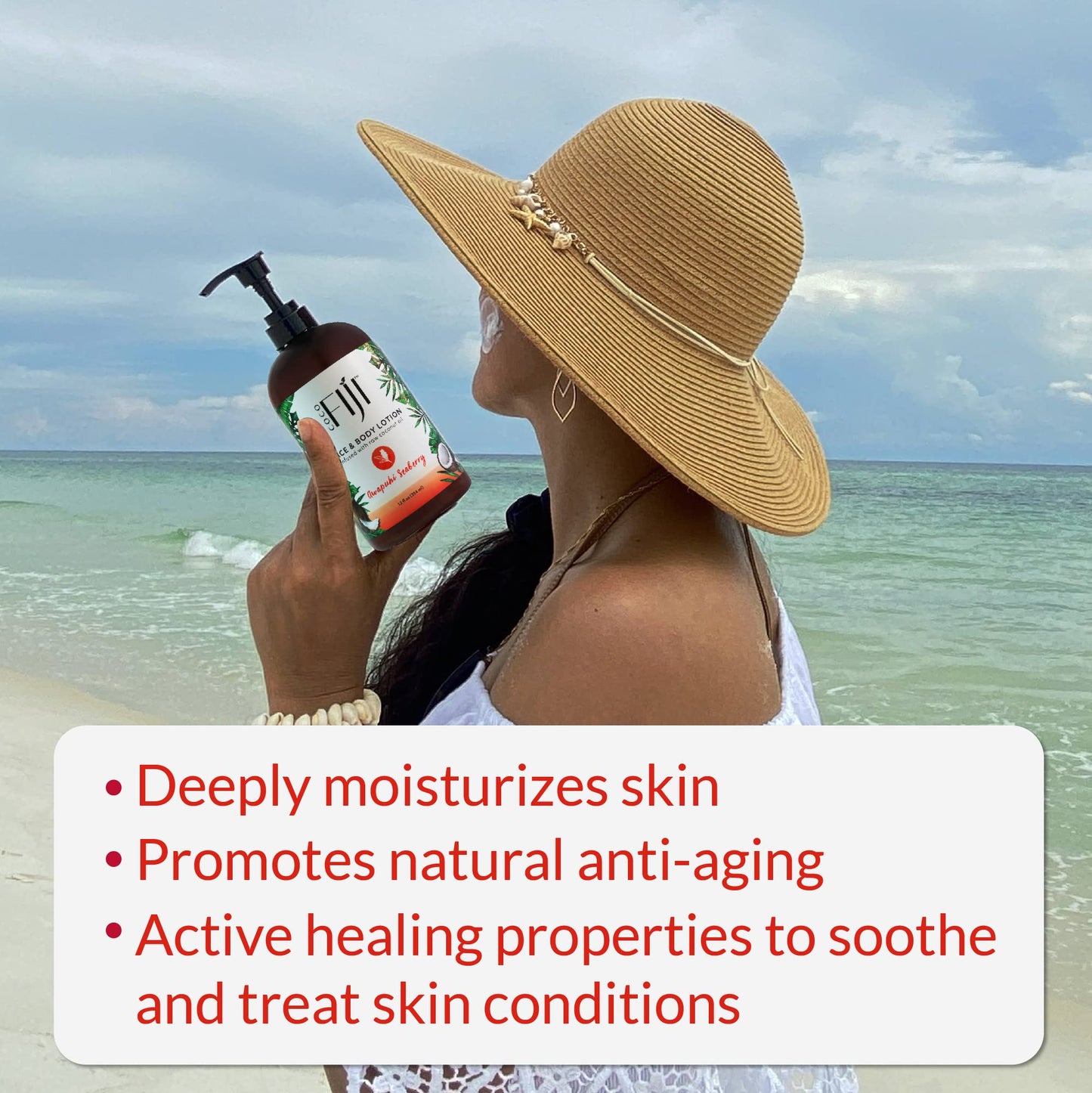 Coco Fiji Face & Body Lotion Infused With Coconut Oil | Lotion for Dry Skin | Moisturizer Face Cream & Massage Lotion for Women & Men | Awapuhi
