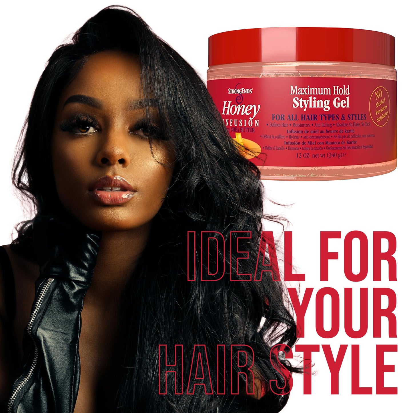STRONGENDS - Maximum Hold Styling Gel with Honey & Shea - Moisturizing Hair Gel, Suitable for All Hair Types & Versatile Styles, Ideal for Men