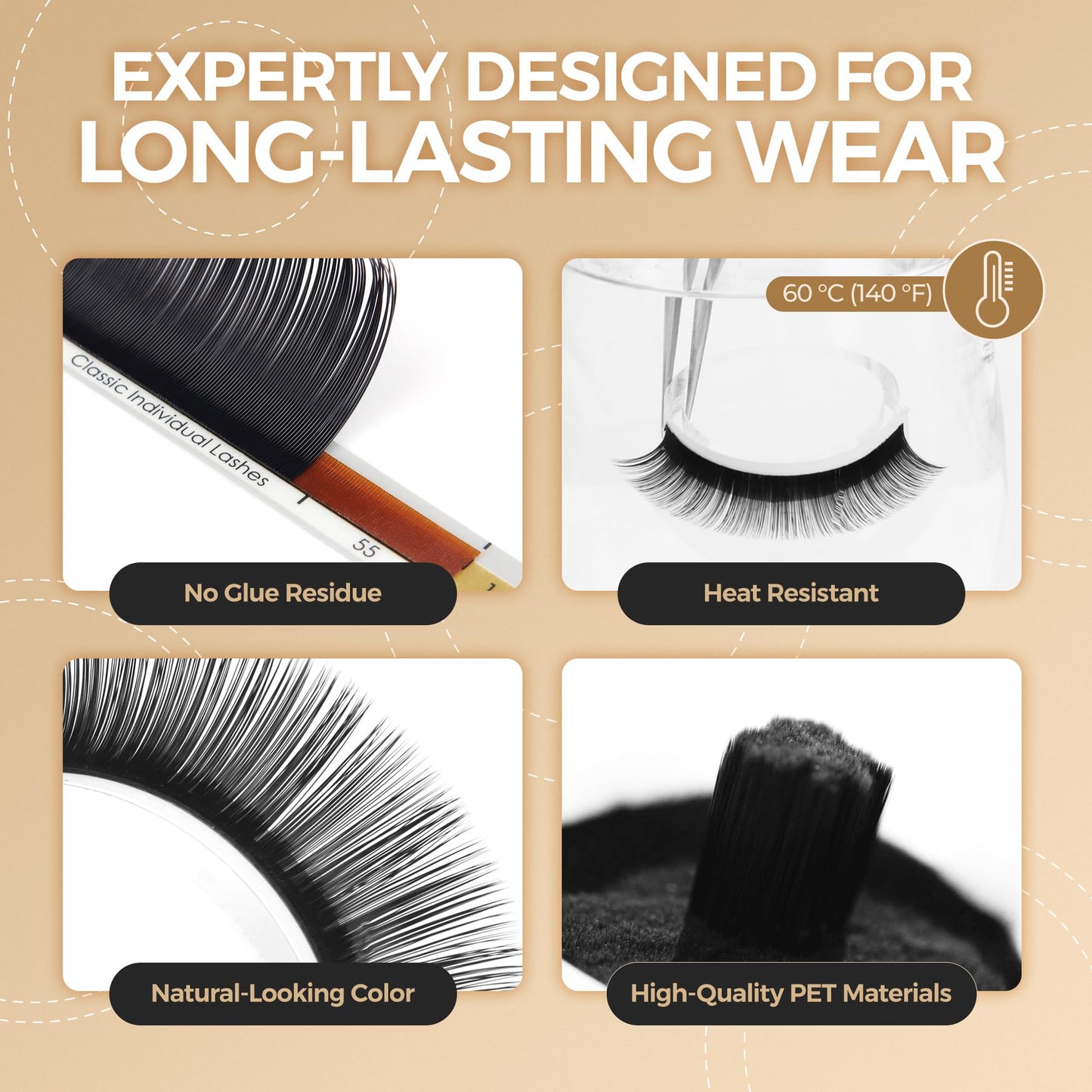 LASHVIEW D Curl 13mm Silk Fake Eyelash Extensions 0.20 Thickness Thick Lashes Semi-Permanent Eyelashes Natural Individual Application for Professional