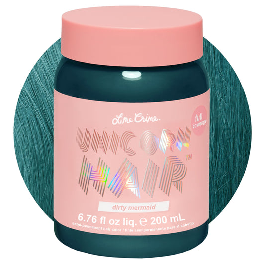 Lime Crime Full Coverage Unicorn Hair Dye, Dirty Mermaid - Damage-Free Semi-Permanent Hair Color Conditions & Moisturizes - Temporary Hair Tint Kit