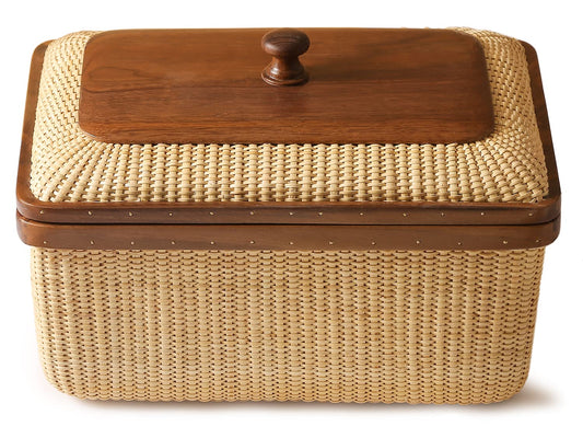 Teng Tian Cane-on-cane weave Storage Basket Box with Lid Multifunctional Storage Organiser Storage Basket Organizer Baskets Rectangular Boxes Woven