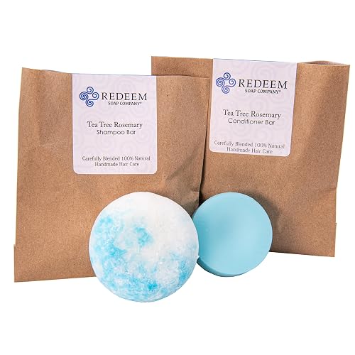 Redeem Soap Company - Tea Tree Rosemary Shampoo Bar and Conditioner Bar, Made in the USA, 3 oz Shampoo Bar, 1 oz Conditioner Bar, Zero Waste, No