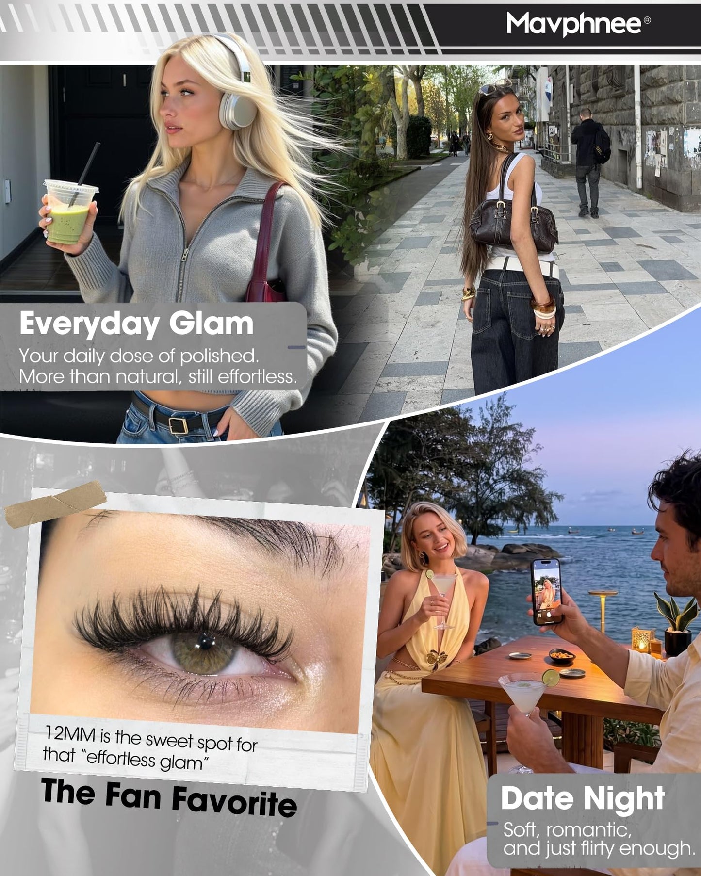 Flaunt Lash Clusters 12MM Only Eyelash Clutsers Wispy Wet Set Individual Lash Extensions CD-Curly Natural Eyelash Extensions, Effortless Application Beauty and Personal Care Mavphnee