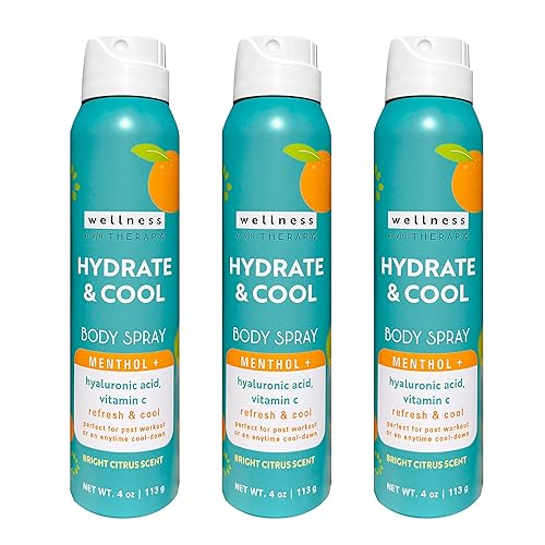 Village Naturals Therapy Wellness Hydrate & Cool Body Spray - Protect and Moisturize Skin with Vitamin C, Menthol and Hyaluronic Acid - Full Body