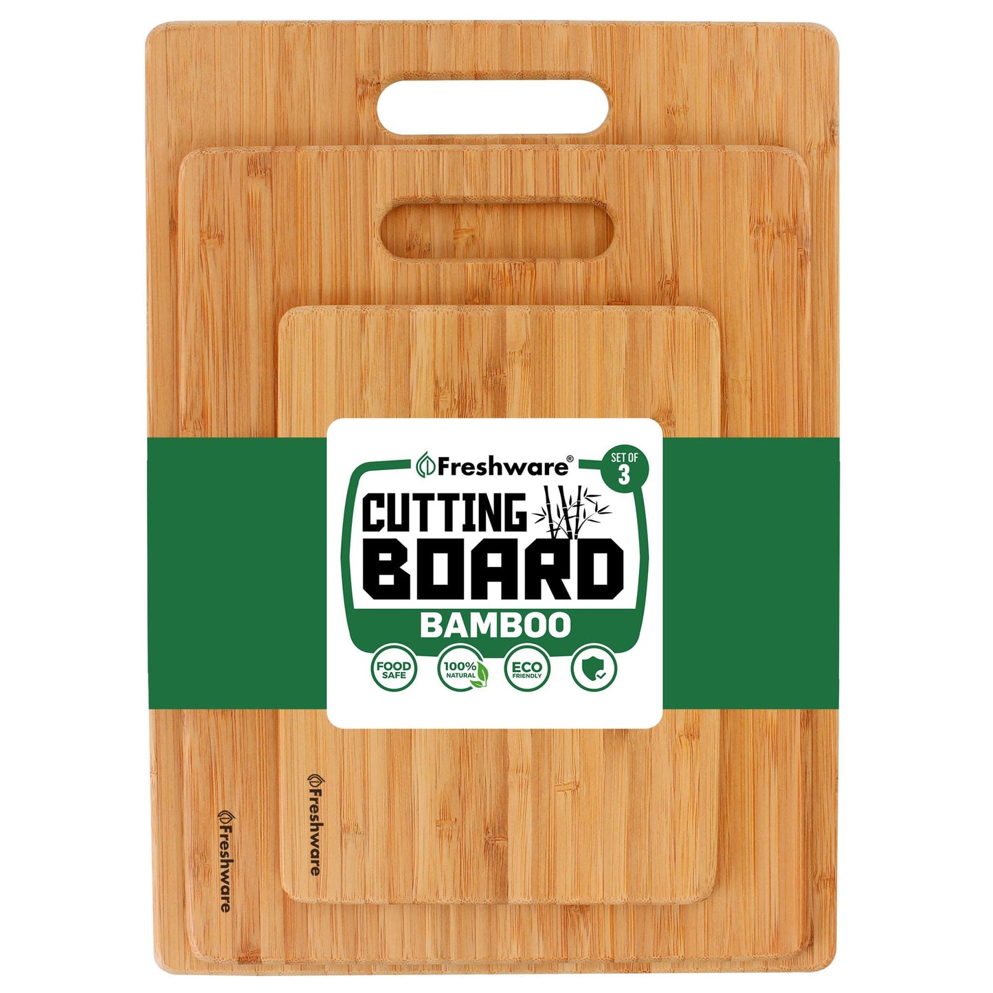 Bamboo Cutting Boards for Kitchen [Set of 3] Wood Cutting Board for Chopping Meat, Vegetables, Fruits, Cheese, Knife Friendly Serving Tray…