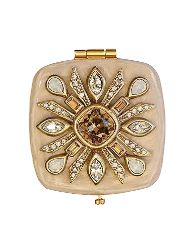 Jay Strongwater Schuyler Maltese Bejeweled Compact - Golden