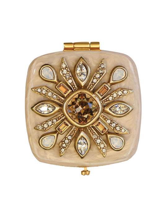 Jay Strongwater Schuyler Maltese Bejeweled Compact - Golden