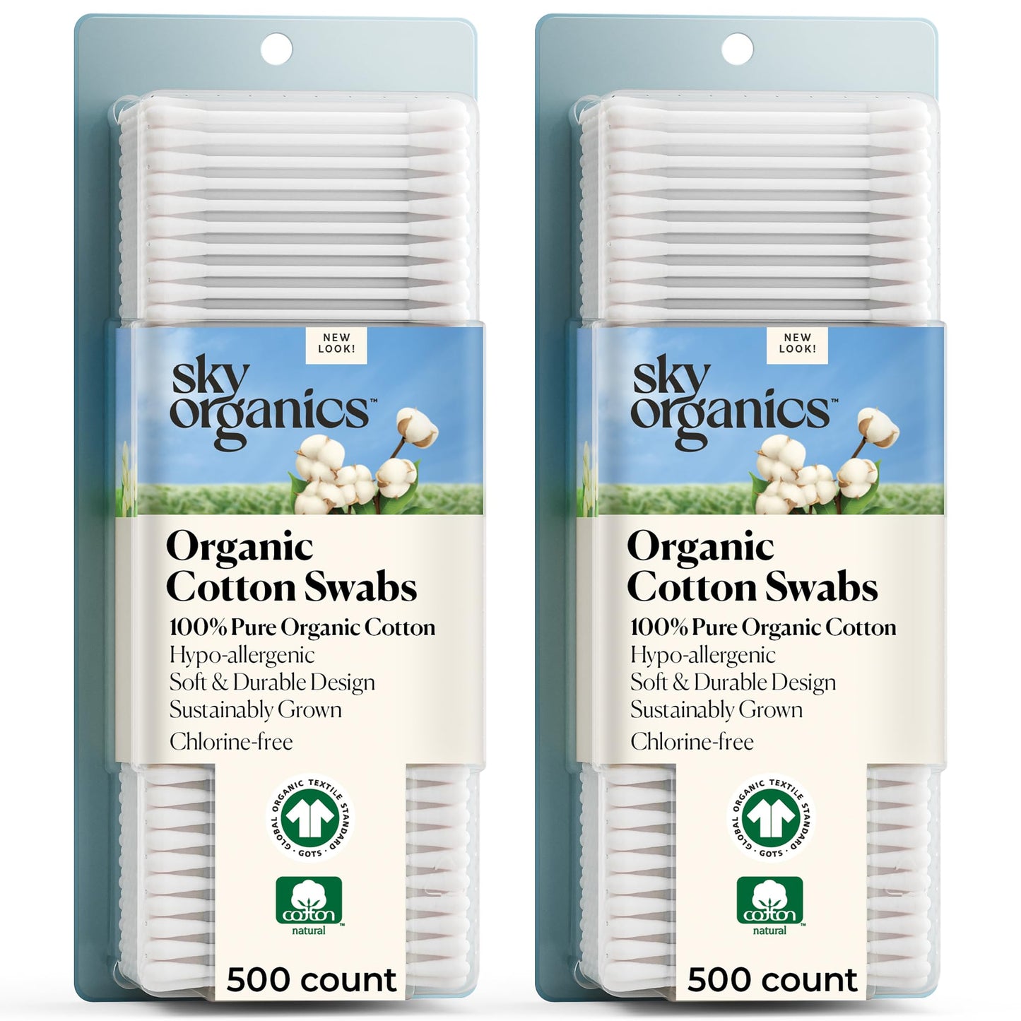 Sky Organics - Organic Cotton Swabs, 1000 ct. - Ultra Soft Tips - Strong & Durable - Hypoallergenic - Chlorine Free - Sustainable - Natural, Vegan Beauty and Personal Care Sky Organics Default Title