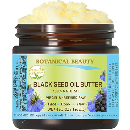 Botanical Beauty BLACK SEED OIL BUTTER 100% Natural Pure Virgin Unrefined Raw for FACE, SKIN, BODY, HAIR, NAILS, DRY SKIN. Organic Black Seed Oil