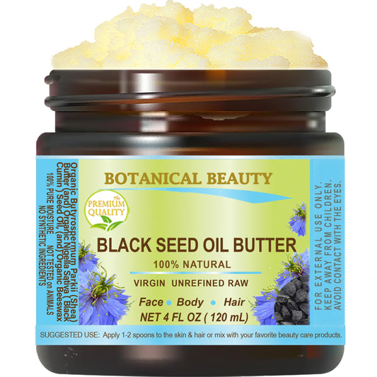 Botanical Beauty BLACK SEED OIL BUTTER 100% Natural Pure Virgin Unrefined Raw for FACE, SKIN, BODY, HAIR, NAILS, DRY SKIN. Organic Black Seed Oil