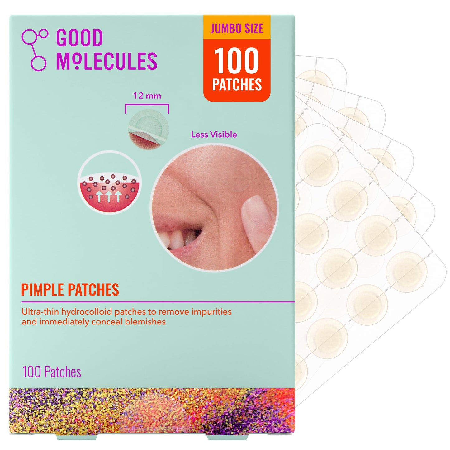 Good Molecules Pimple Patches for Face, 100 Pack - Ultra-Thin Hydrocolloid Patches, Invisible Under Makeup, Conceals Blemishes, Blackheads & Zits Beauty and Personal Care Good Molecules