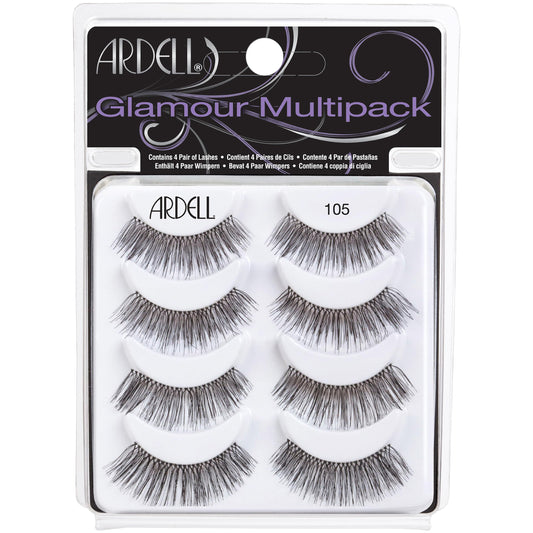 Ardell False Eyelashes Glamour Multipack 105 - Lightweight, Natural Looking Strip Lashes, Reusable Fake Lashes, 4 Pairs, 1 Pack