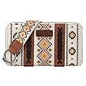 Wrangler Western Wallet Purse for Women with Aztec Southwestern Wristlet Strap Boho Women Purse Bi-fold Wallet CY-WG2202-W006CF