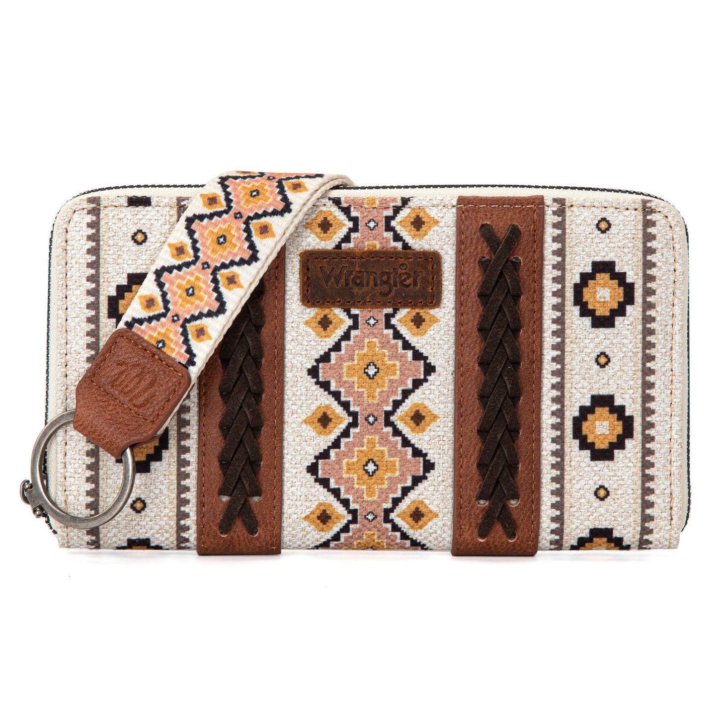 Wrangler Western Wallet Purse for Women with Aztec Southwestern Wristlet Strap Boho Women Purse Bi-fold Wallet CY-WG2202-W006CF