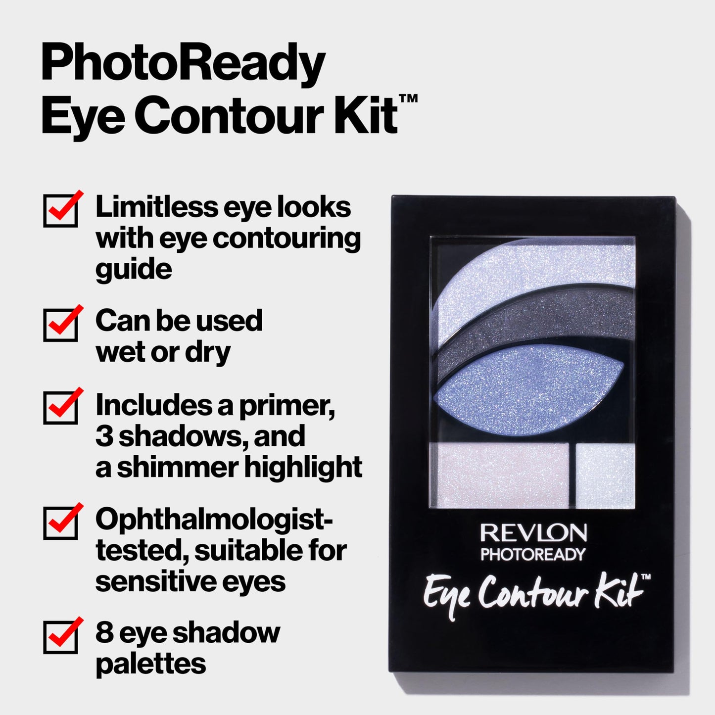 Revlon PhotoReady Eye Contour Kit, Eyeshadow Palette with 5 Wet/Dry Shades & Double-Ended Brush Applicator, Metropolitan (501), 0.1 oz