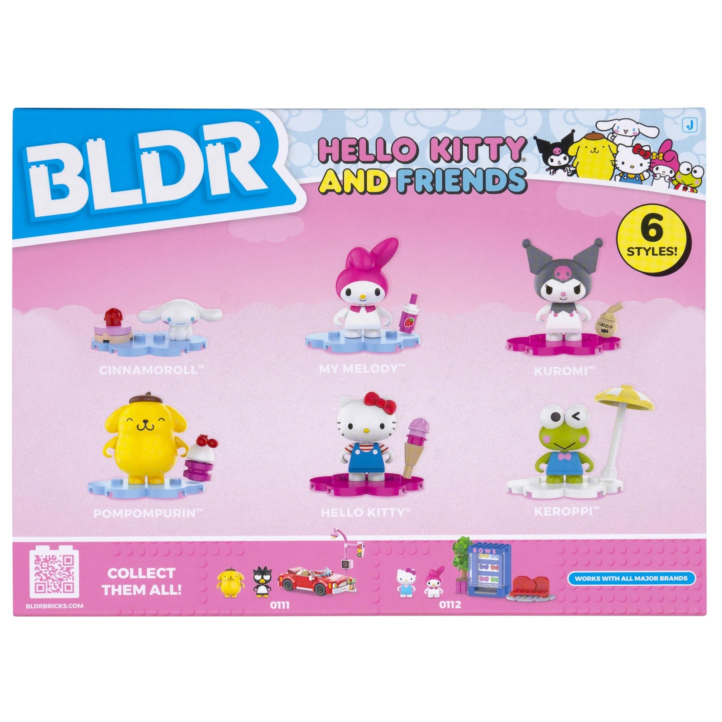 BLDR Hello Kitty & Friends 6-Pack Minifigures – Hello Kitty, Cinnamoroll, Pompompurin, My Melody, Keroppi & Kuromi, Amazon Exclusive, Ages 8+