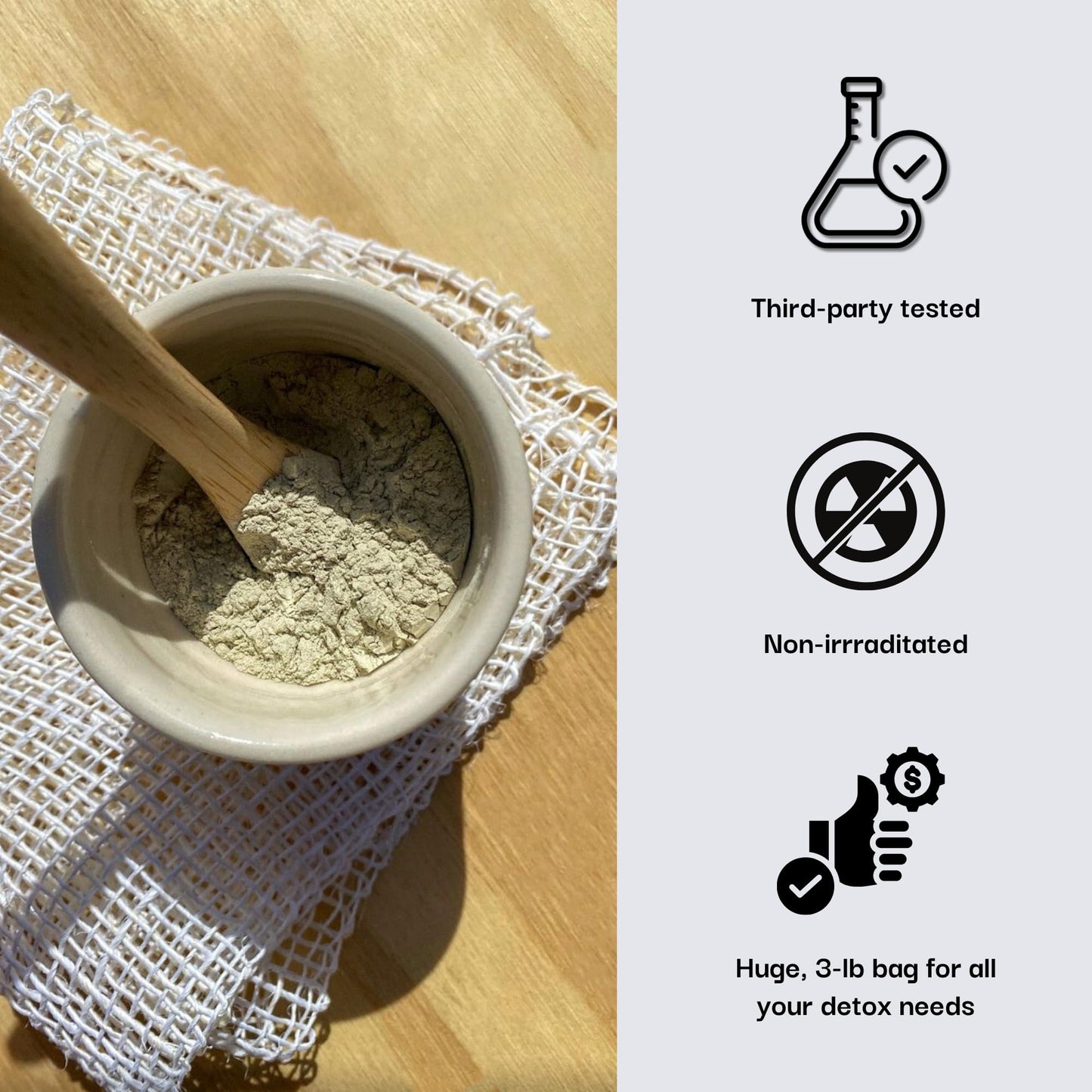 Schizandu Organics Bentonite Indian Aztec Healing Clay, Vegan 100% Pure Detox Powder | 3 Lbs | ToxinFree, Use for Beauty Masks, Detoxifying Baths