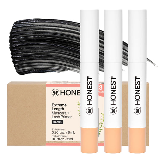 Honest Beauty 2-in-1 Extreme Length Mascara + Lash Primer 3-Pack | Cruelty Free + Safe for Sensitive Eyes | 0.27 fl oz each (pack of 3)
