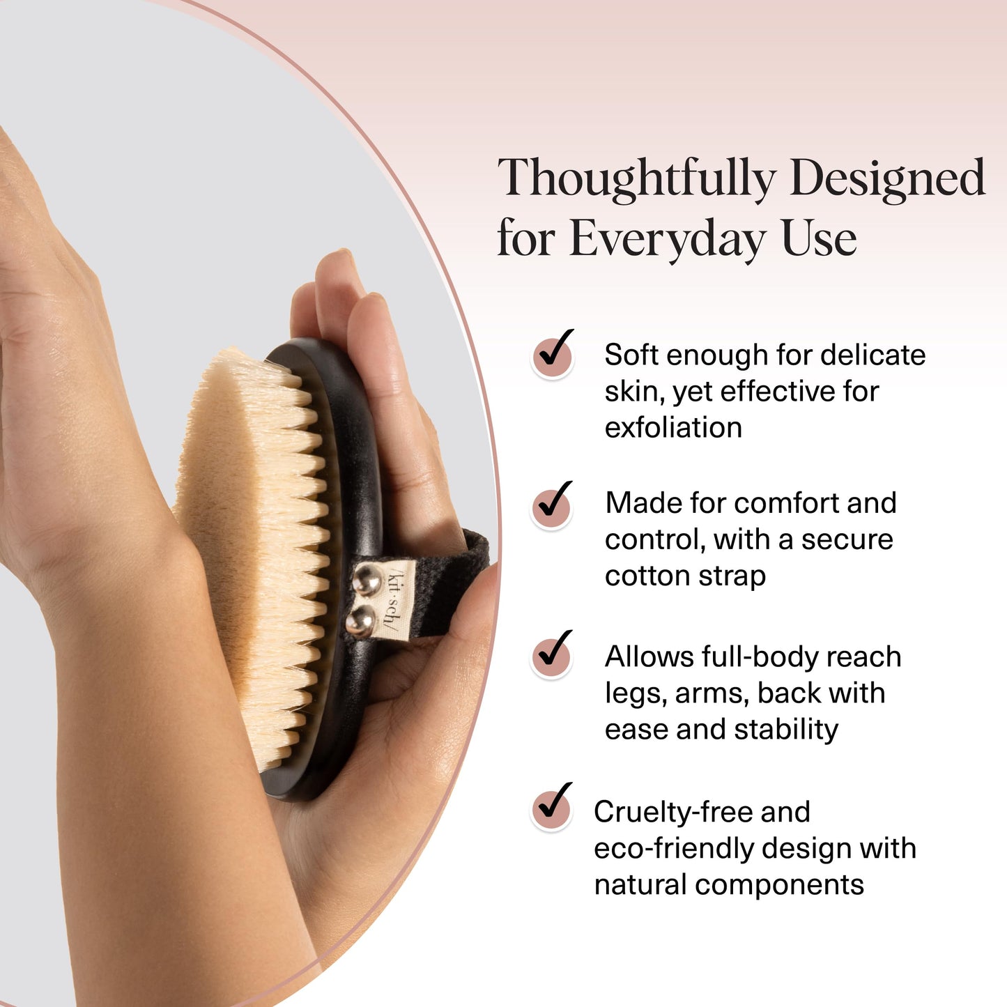 Kitsch Dry Brushing Body Brush for Lymphatic Drainage- Soft Bristles - Reduces Cellulites, Removes Dry Skin and Improves Blood Circulation, Body