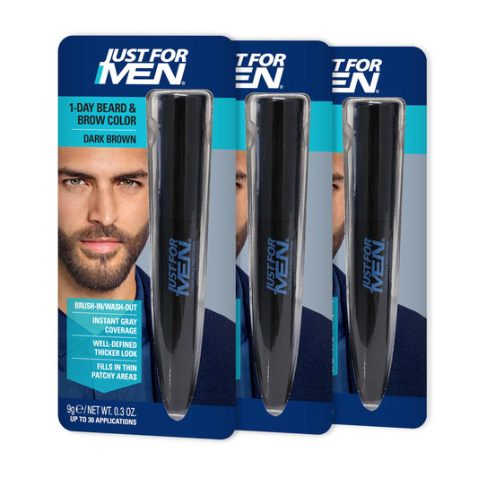 Just for Men 1-Day Beard & Brow Color, Temporary Color for Beard and Eyebrows, For a Fuller, Well-Defined Look, Up to 30 Applications, Dark Brown Beauty & Personal Care Just for Men