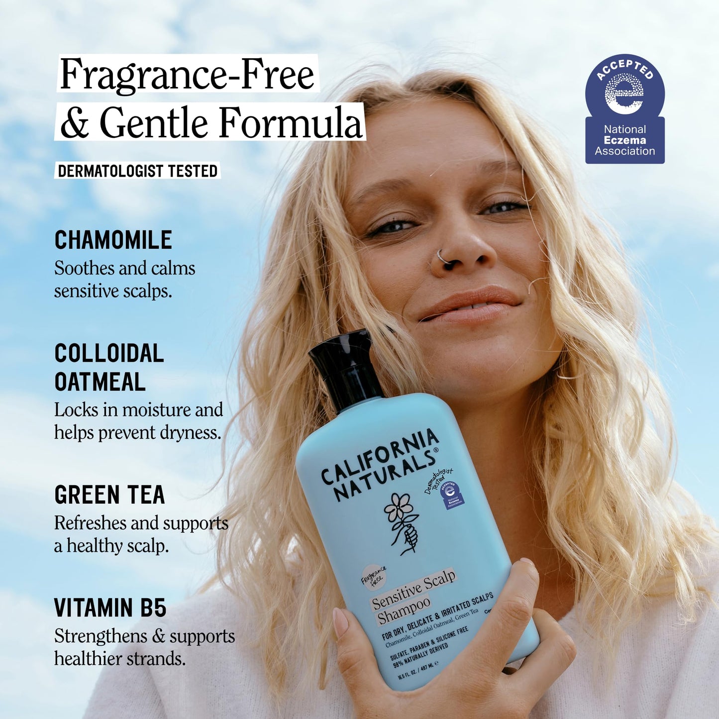 California Naturals Sensitive Scalp Shampoo & Conditioner Set, Soothing & Gentle for All Hair Types, Fragrance Free, Colloidal Oat & Chamomile