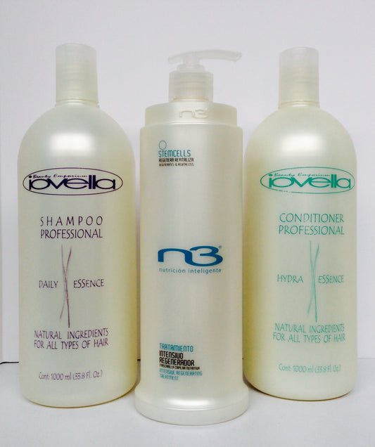 Iovella Daily Shampoo 33.8 Oz, Hydra Conditioner 33.8 Oz and N3 Stremcells Intensive Regenerating Treatment 27.05 Oz (One Iovella Capillary Beauty & Personal Care Iovella