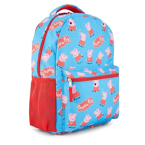 Peppa Pig Backpack for Girls - Peppa, George, Mummy and Daddy - 16" Backpack For School - Front Pocket and Laptop Sleeve Backpack for Girls and Toddlers - Preschool and Elementary School Bag