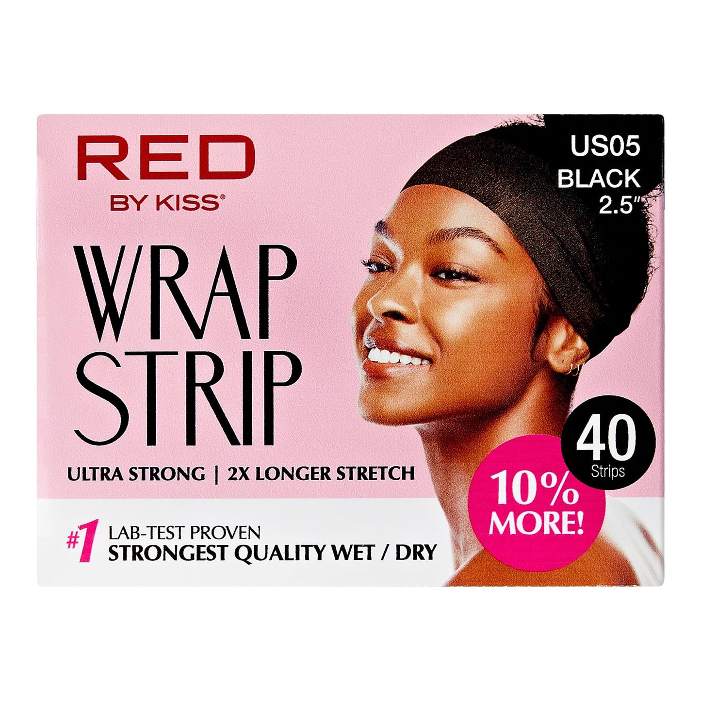 Red by Kiss Hair Wrapping Strip, Ultra Strong 2X Longer Stretch, 40 Strips, Suitable for Wet/Dry Hair, White, Styling Paper for Sleek Hairstyles