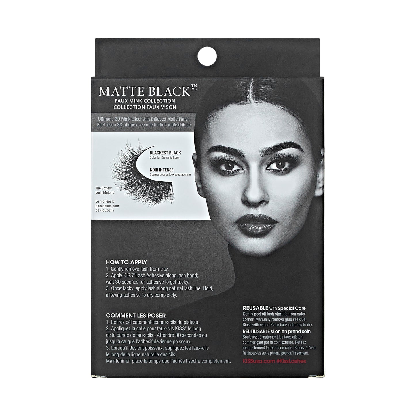KISS Matte Black, False Eyelashes, 'Matte Twill', 14mm, Includes 4 Pairs Of Lashes, Easy to Apply, Reusable Lash Clusters