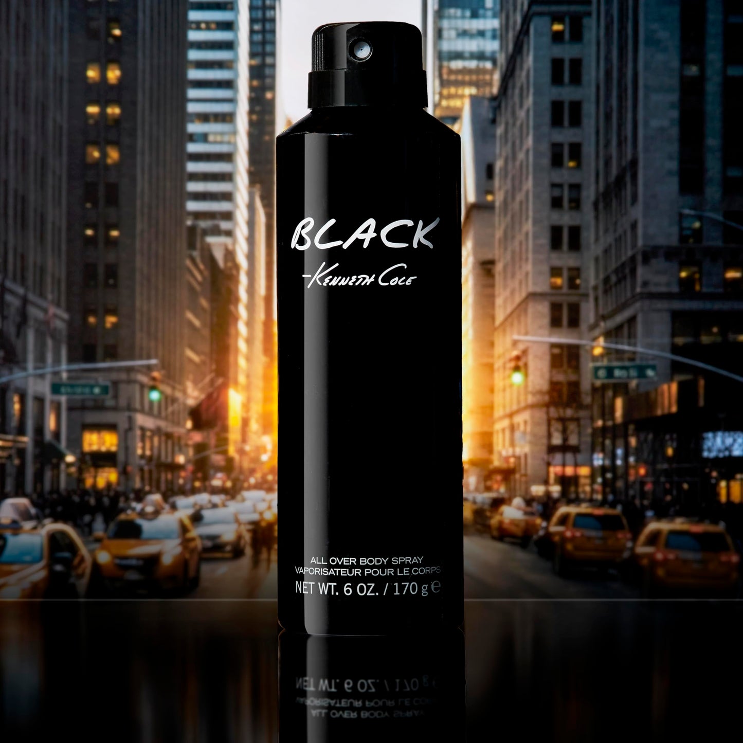 Kenneth Cole Black All Over Body Spray for Men, Aromatic Woody Fragrance, Notes of Watermint, Mandarin, Cedar, and Musk, Long-Lasting Cologne, 6.0 Fl.