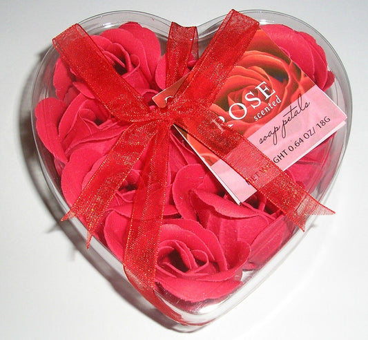 Red Rose Shaped Scented Soap Petals Set of 9 in Heart Shaped Box with Red Ribbon by Greenbriar Beauty & Personal Care Greenbriar