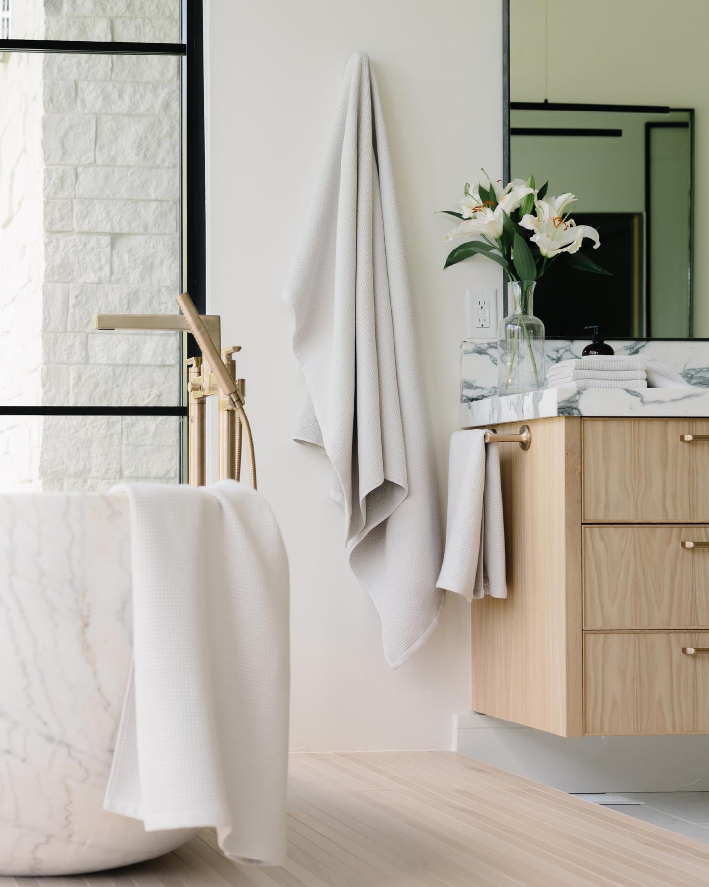 Cozy Earth Waffle Bath Towels - 60% Cotton 40% Viscose from Bamboo Bath Towels 30 x 58 Inches - Soft & Absorbent Terry, Reversible Mini Textured…