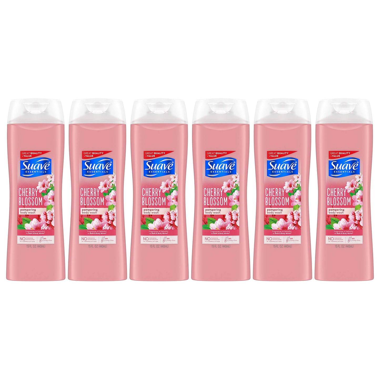 Suave Essentials Body Wash, Cherry Blossom, Packaging May Vary, 15 Fl Oz, Pack of 6 Beauty & Personal Care Suave