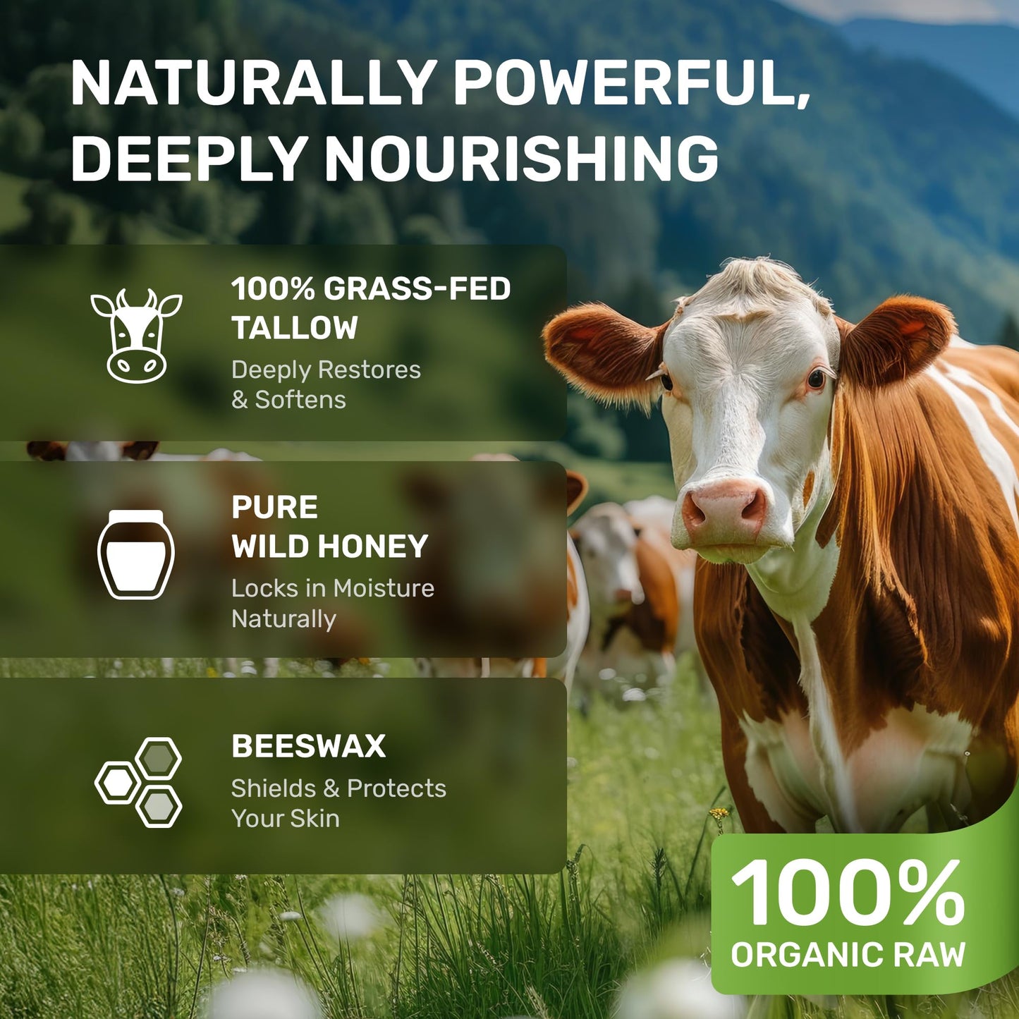 Beef Tallow for Skin - Grass Fed Whipped Tallow and Honey Balm for Face, 3-Ingredient Fragrance Free Beef Tallow for Face and Body with Beeswax Beauty and Personal Care Body Art