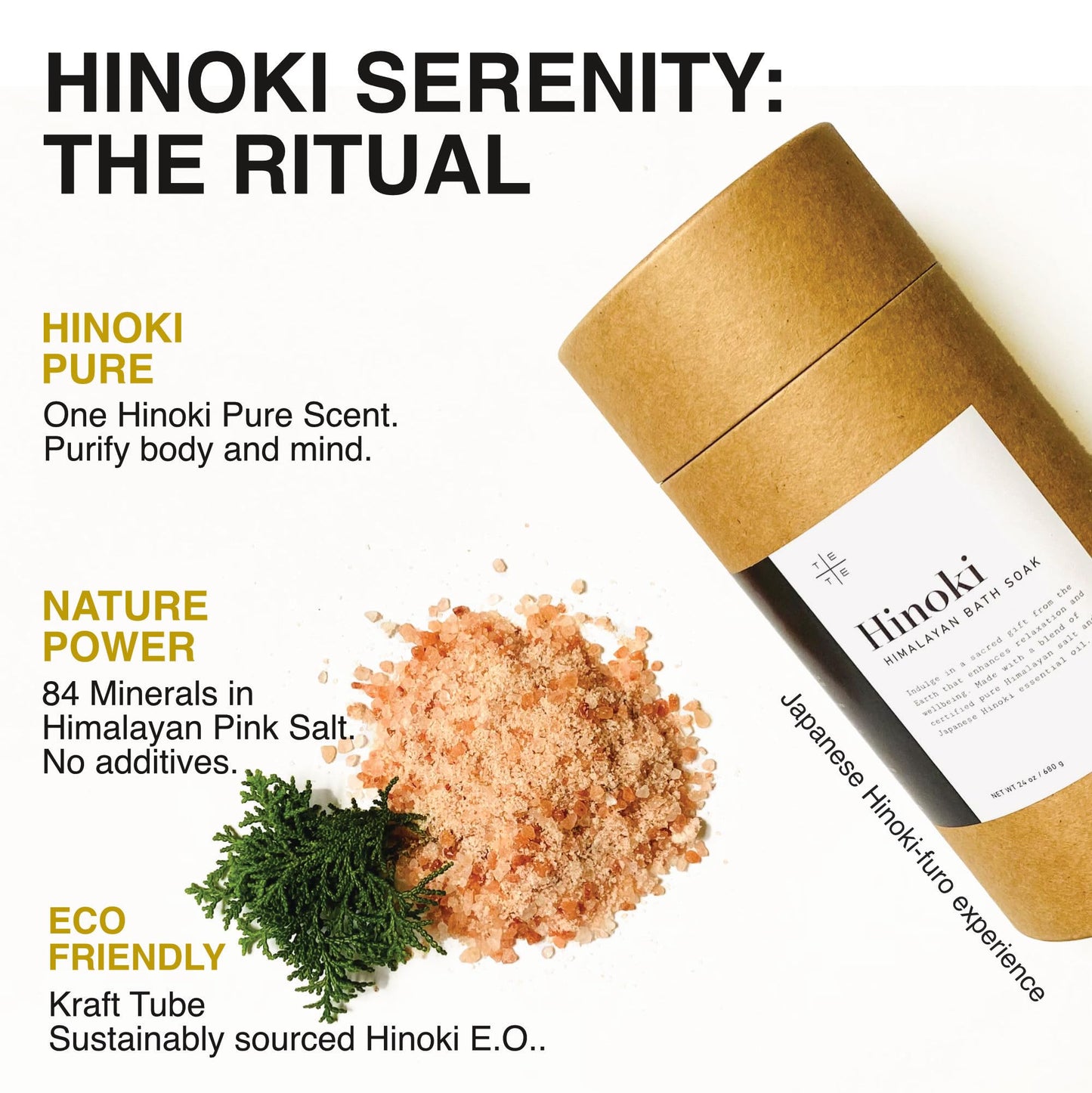 Hinoki Himalayan Bath Soak 4 oz Beauty and Personal Care TE + TE