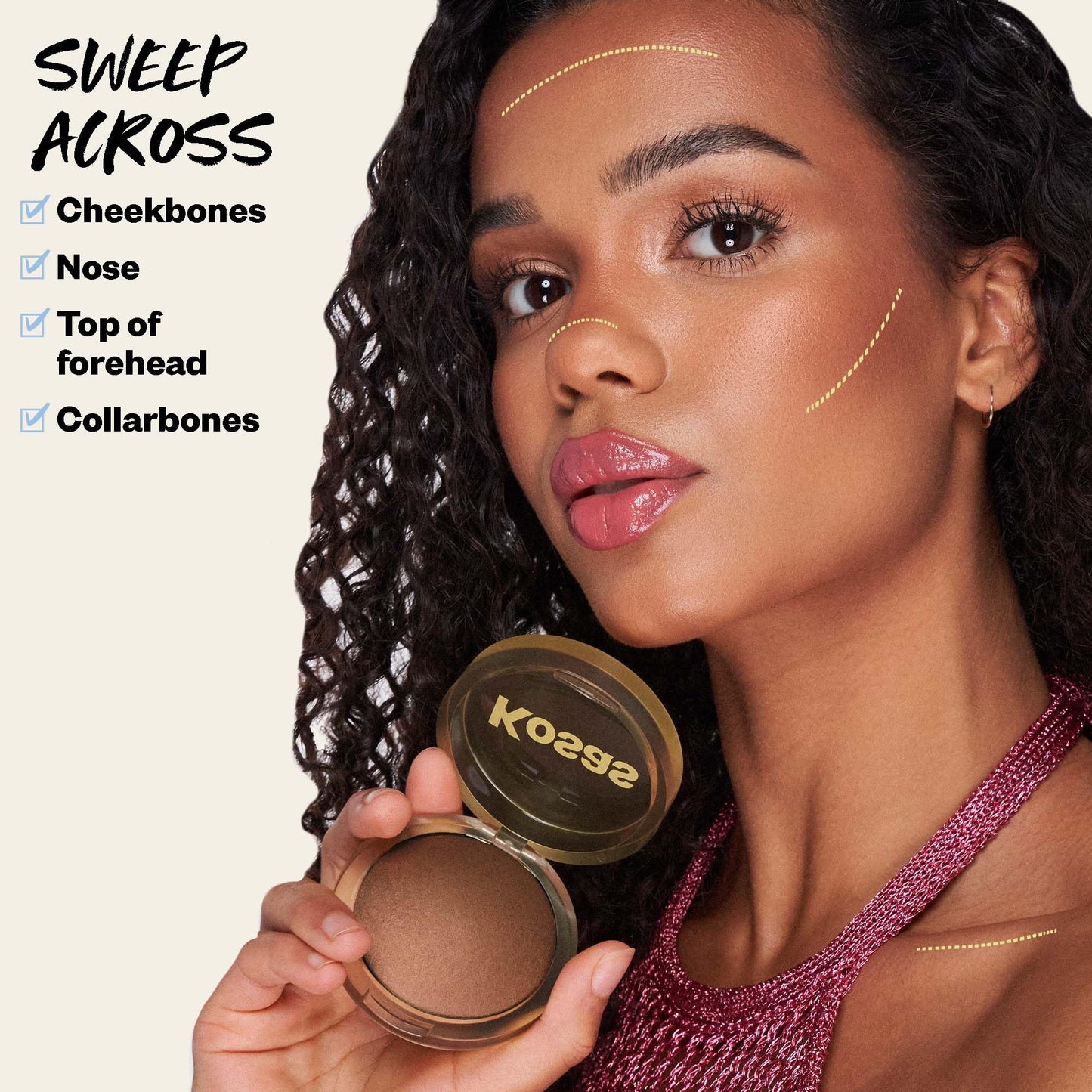 Kosas The Sun Show Glowy Warmth Baked Bronzer - Talc-Free Powder Bronzer for Face, Buildable Color, Natural Glow, Lightweight Finish, Escape