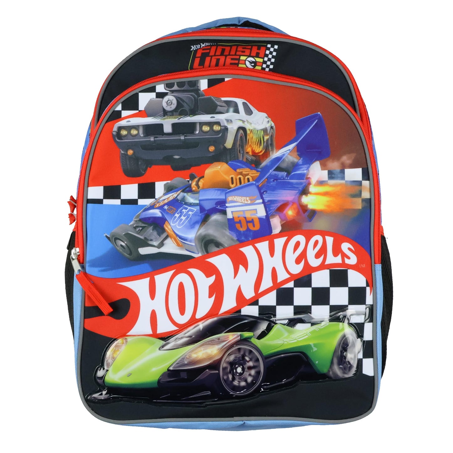 Hotwheels Backpack Finish Line Racing Design 16" School Bag